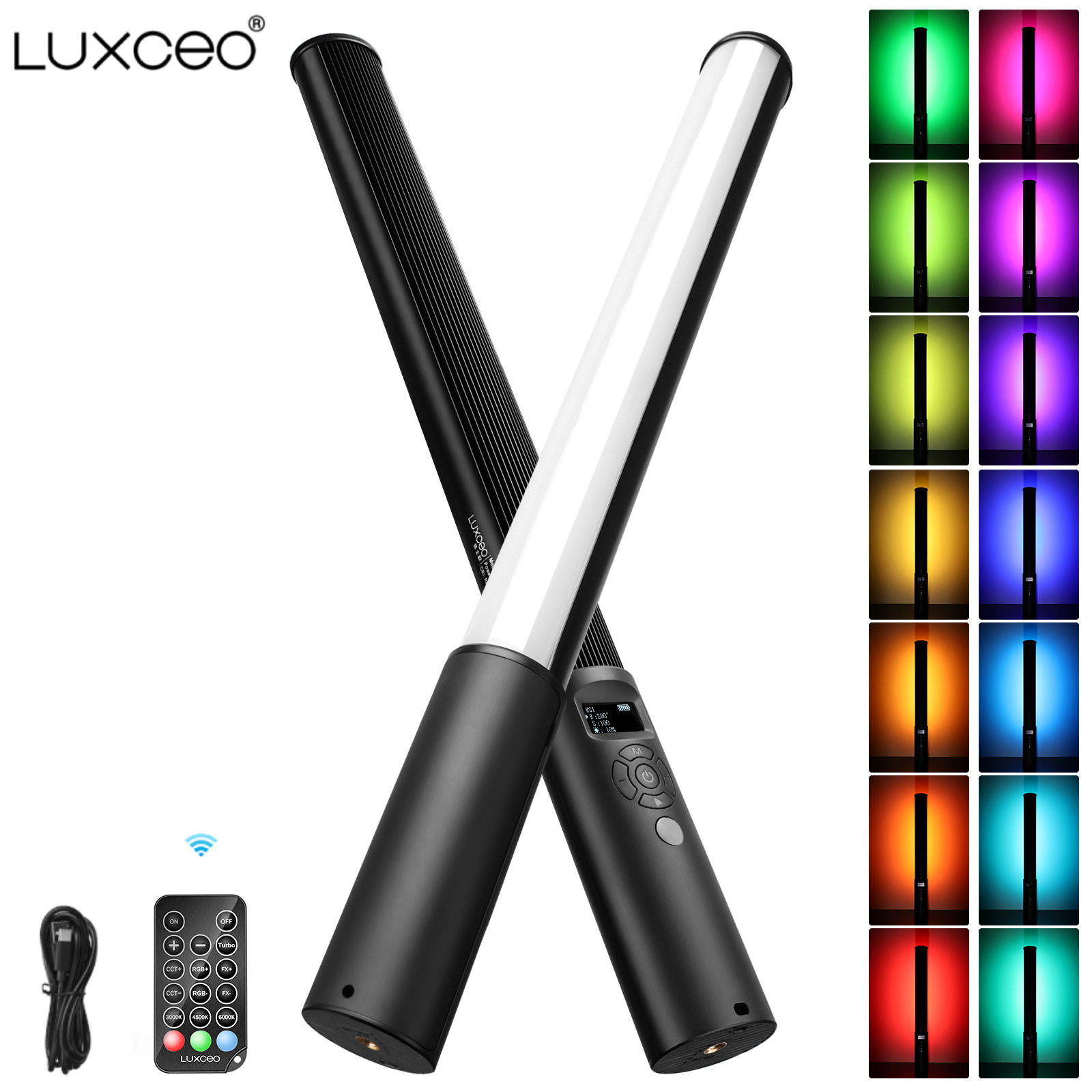 Photography Lighting Wand - LUXCEO P400 Light Tube Handheld RGB