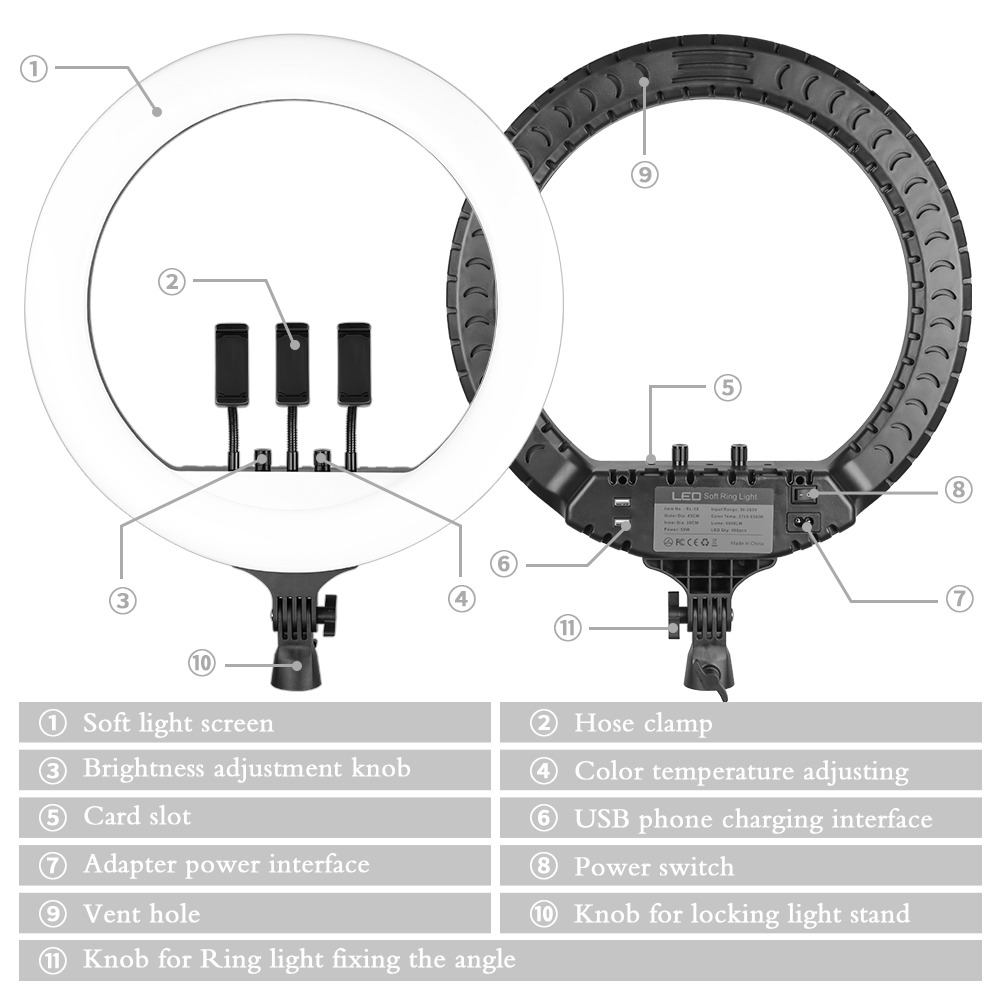 SH 18 Inch Knob Ring Light LED – Photography Lighting Wand recenzja i cena