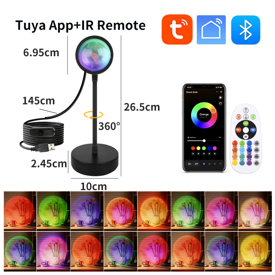 Smart Sunset Lamp Tuya USB Sun – Photography Lighting App recenzja i cena